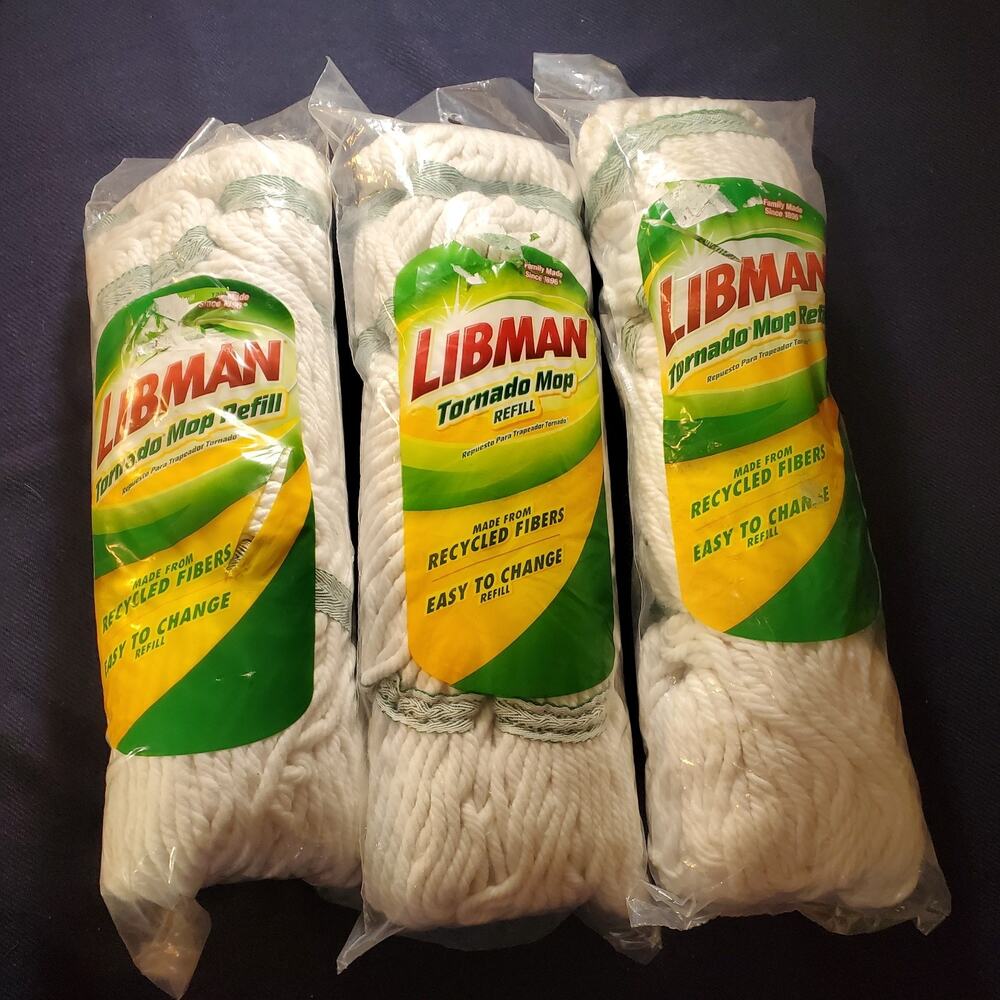 Lot of 3 Libman Tornado Twist Mop Head Refill Heavy Duty Cotton Replacement